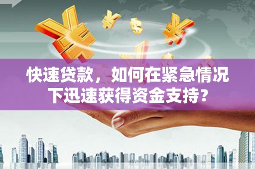 大朗快速贷款，如何在紧急情况下迅速获得资金支持？