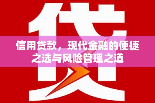 大朗信用贷款，现代金融的便捷之选与风险管理之道