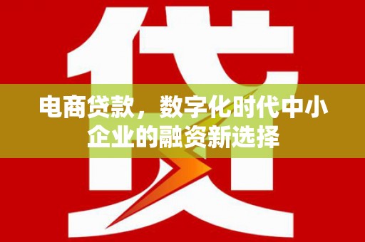 大朗电商贷款，数字化时代中小企业的融资新选择