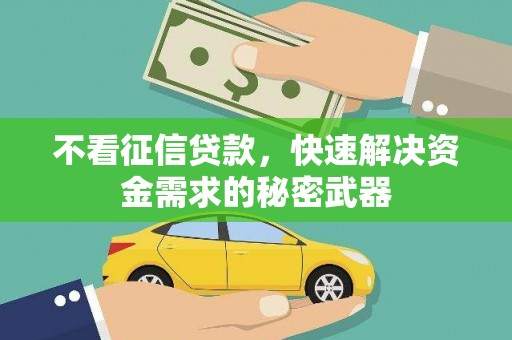 大朗不看征信贷款，快速解决资金需求的秘密武器