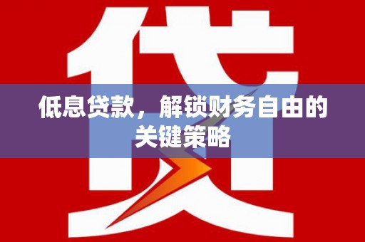 大朗低息贷款，解锁财务自由的关键策略