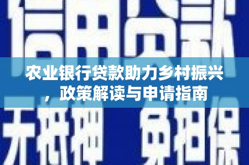 大朗农业银行贷款助力乡村振兴，政策解读与申请指南