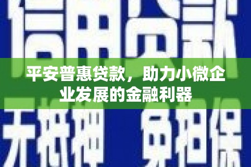 大朗平安普惠贷款，助力小微企业发展的金融利器