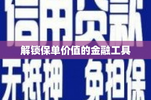大朗解锁保单价值的金融工具